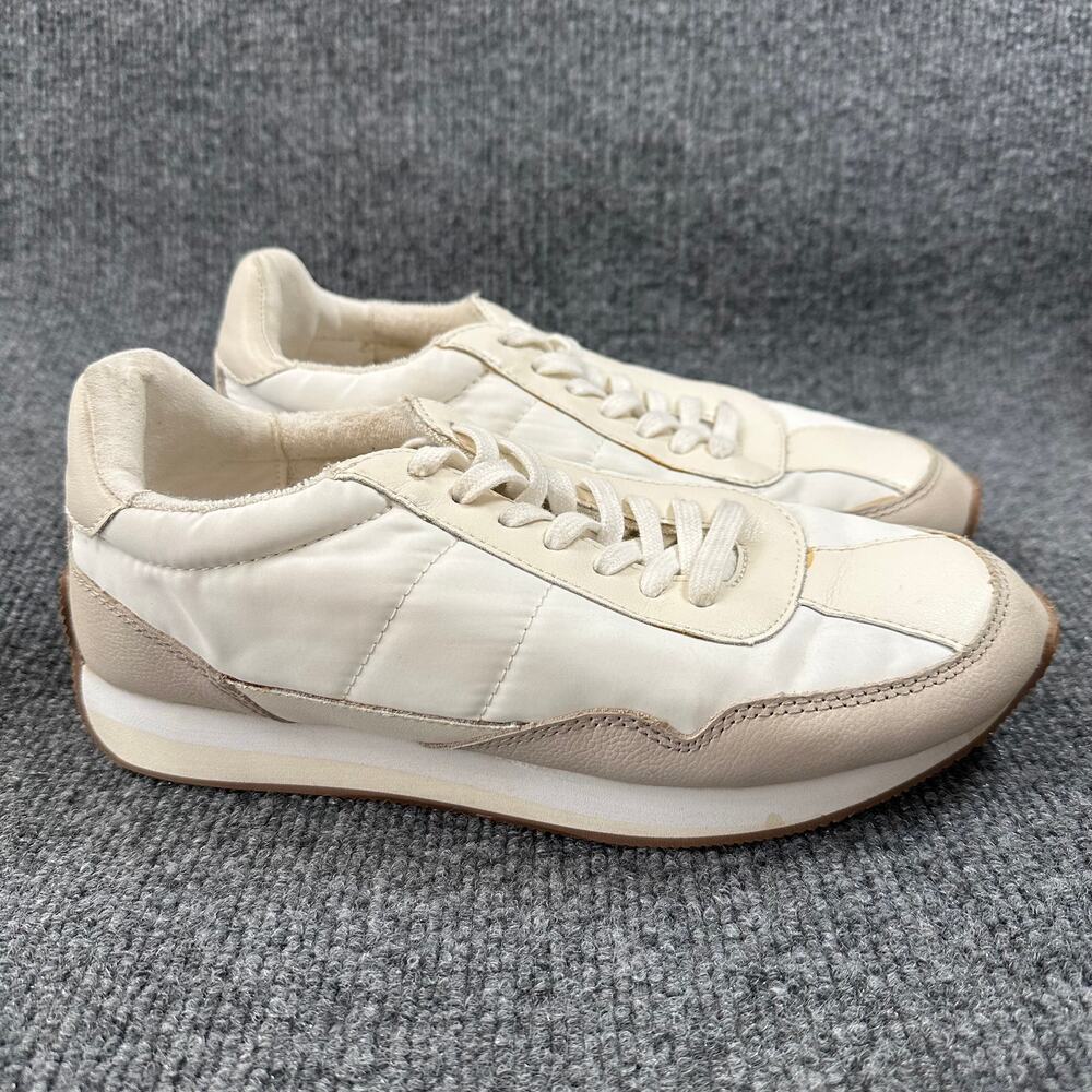 Madewell Women's League Sneakers in Washed Nubuck Sea Salt White Retro Shoes 8